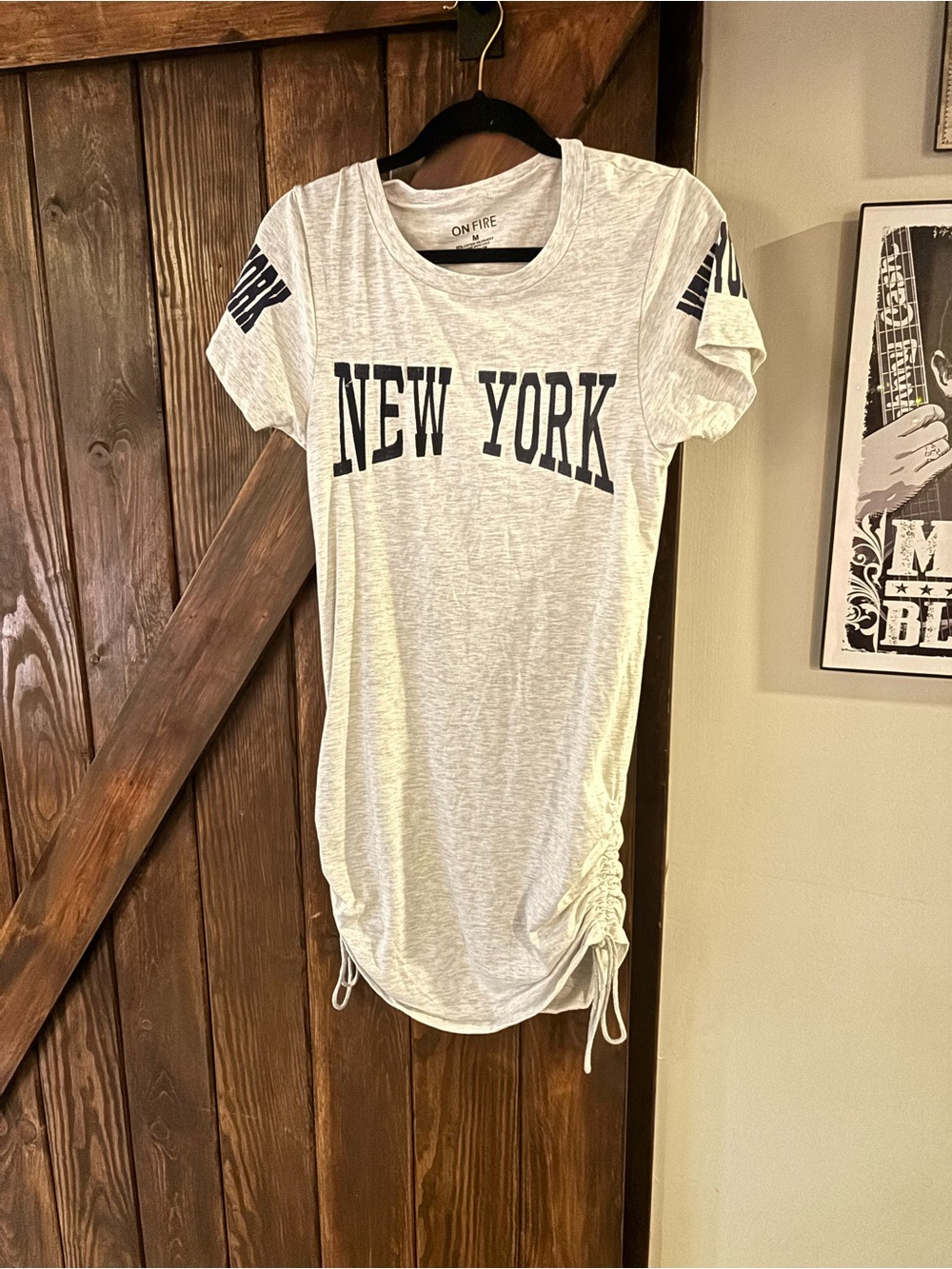 On Fire White Tee Dress with Navy "NEW YORK" Logo